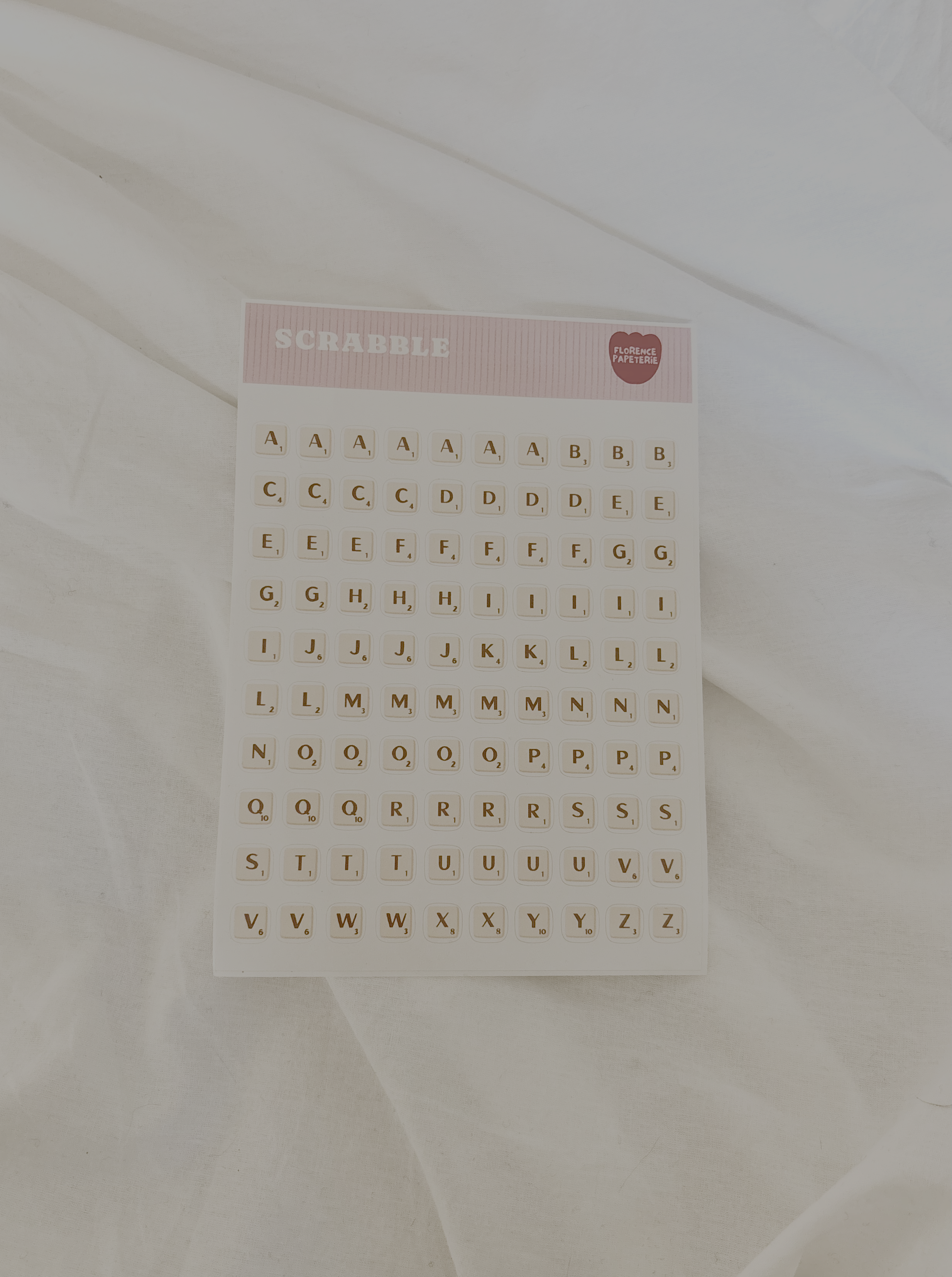 Planche de stickers Scrabble - Florence Papeterie