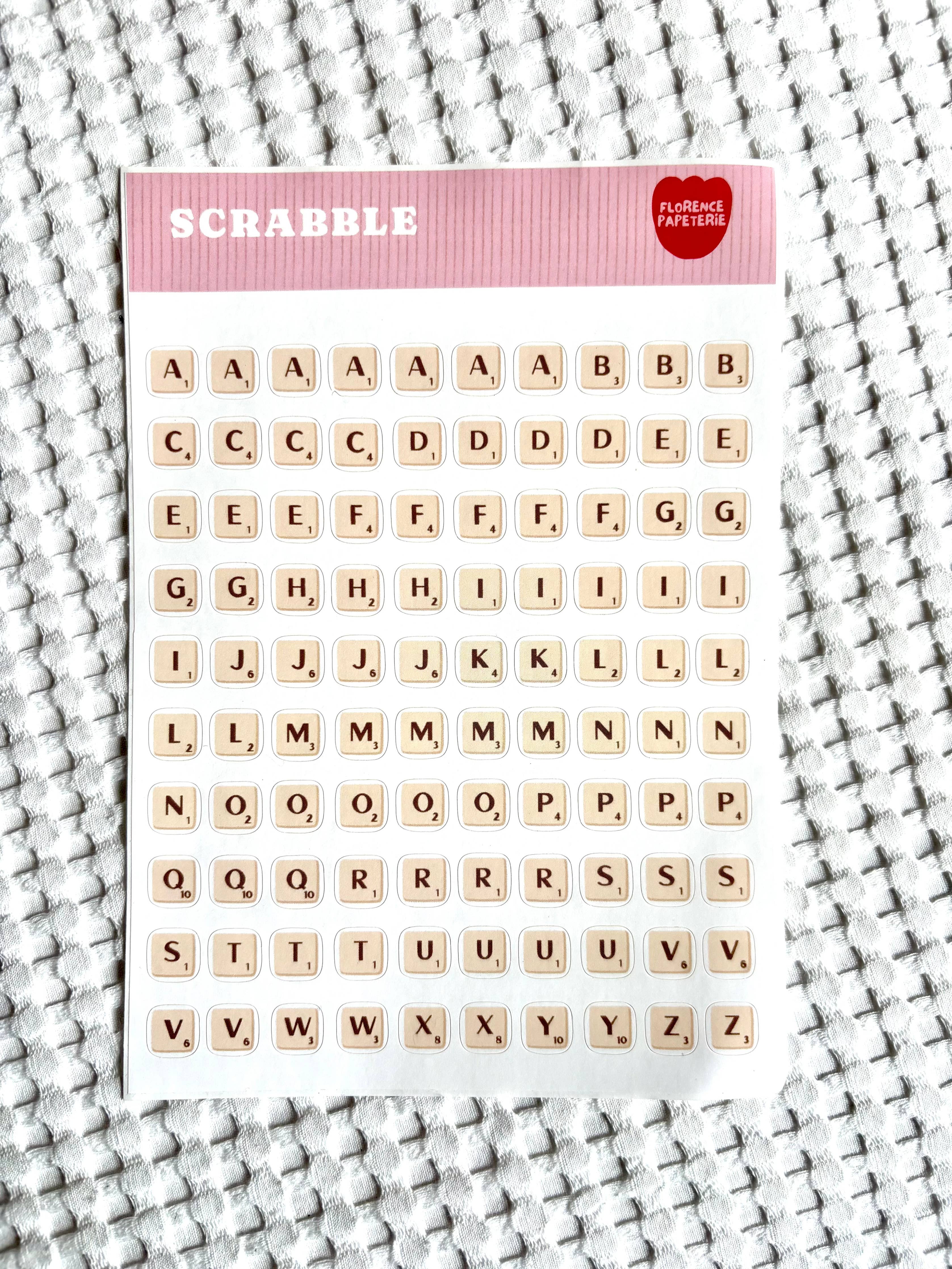 Planche de stickers Scrabble - Florence Papeterie