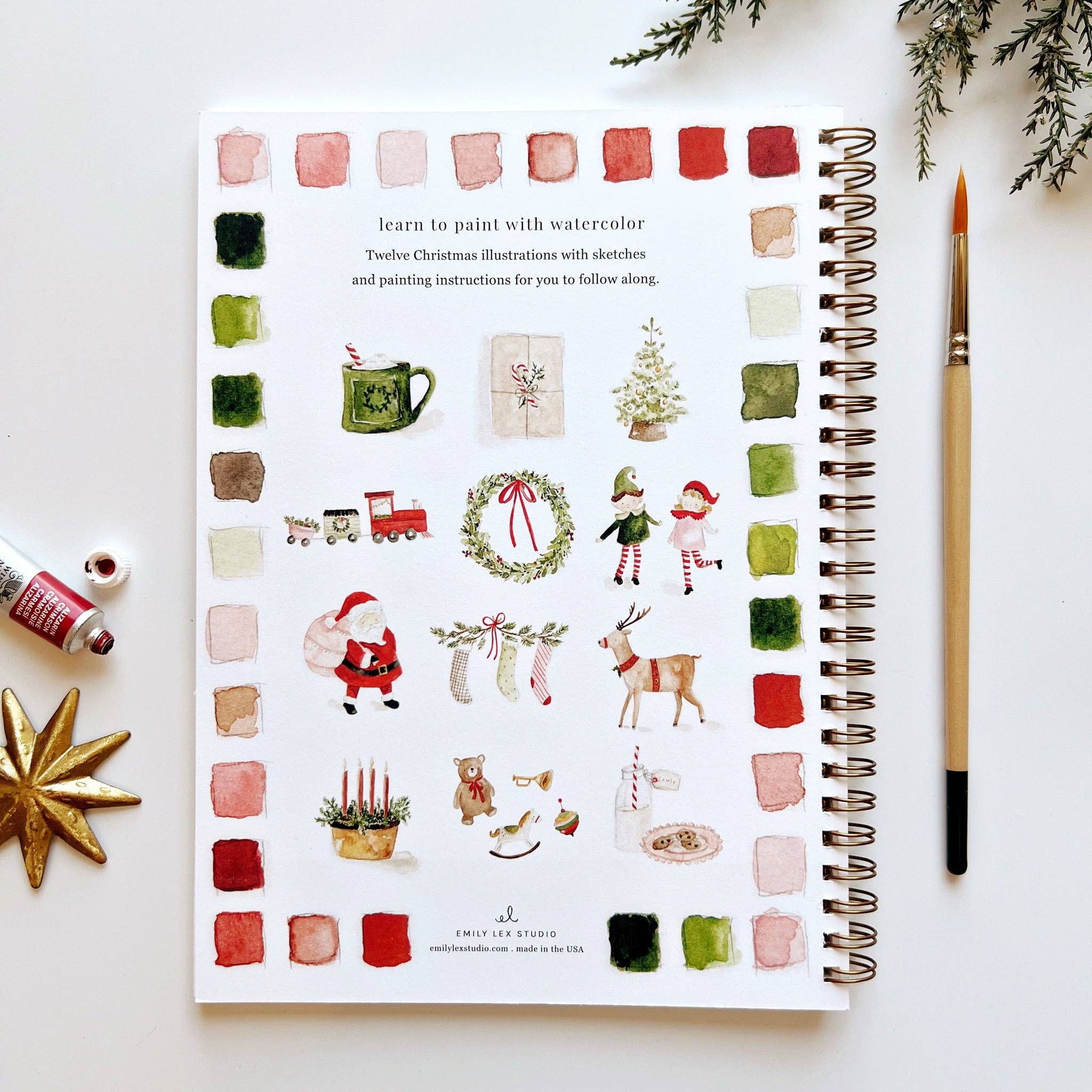 Cahier de peinture à l’aquarelle de Noël