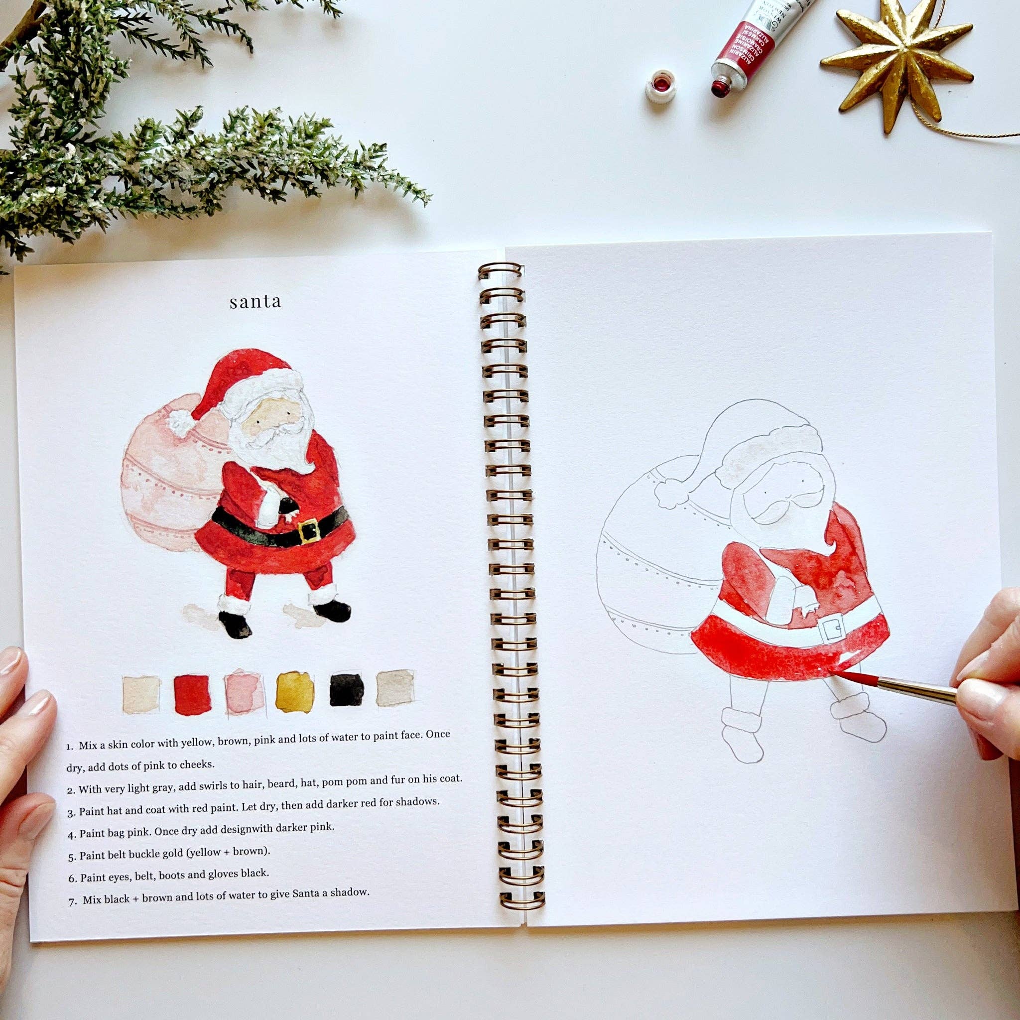 Cahier de peinture à l’aquarelle de Noël