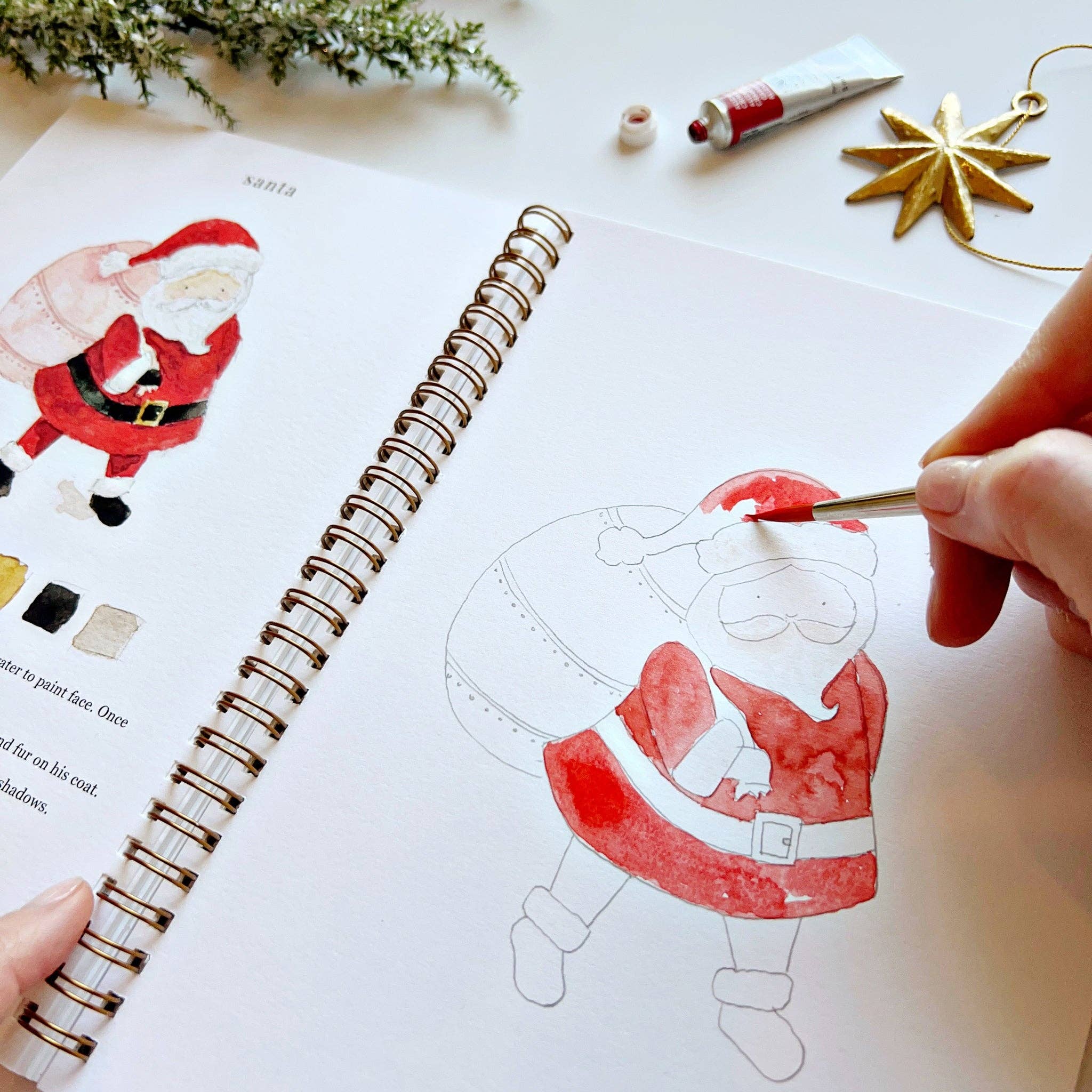 Cahier de peinture à l’aquarelle de Noël