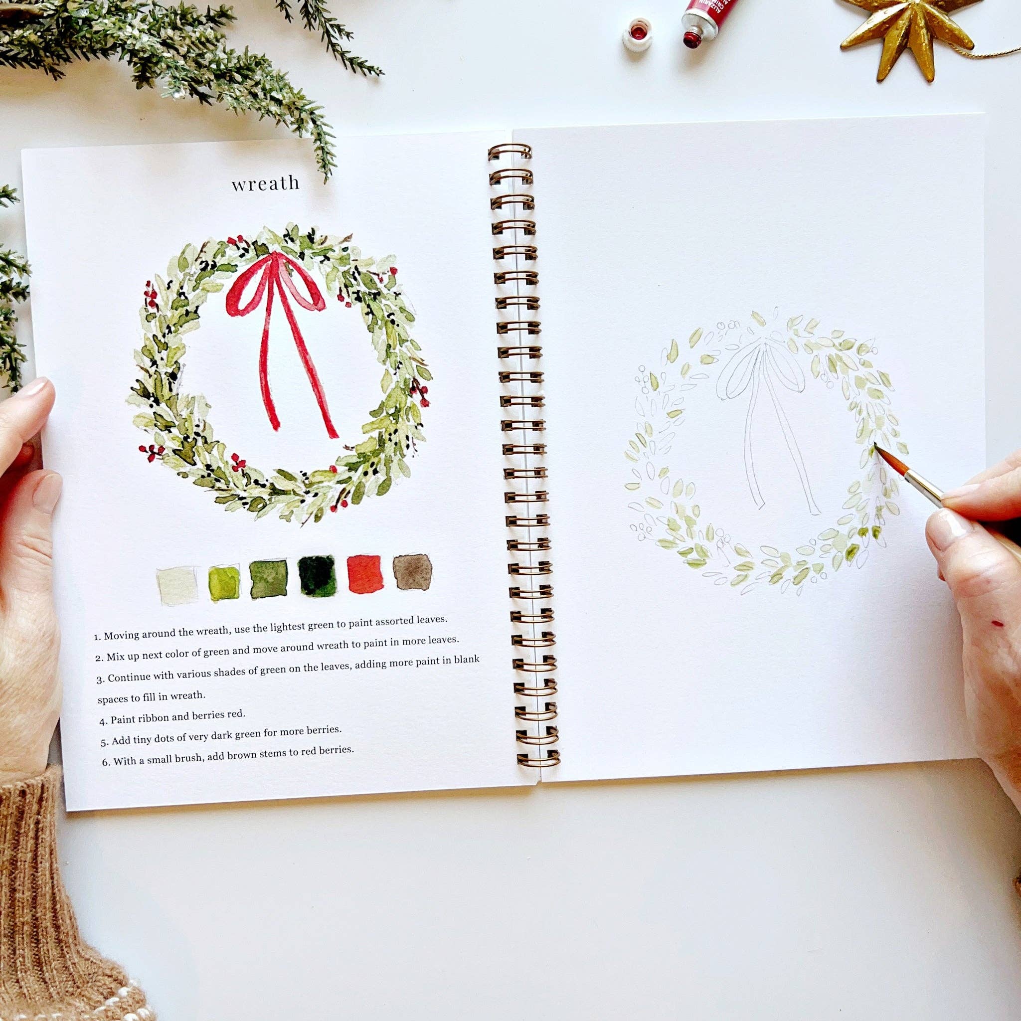 Cahier de peinture à l’aquarelle de Noël