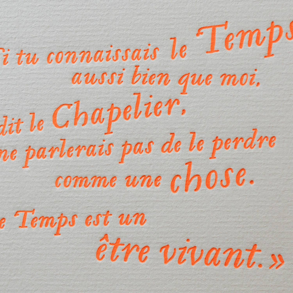 Affiche Letterpress Chapelier Fou - Alice au Pays Merveilles