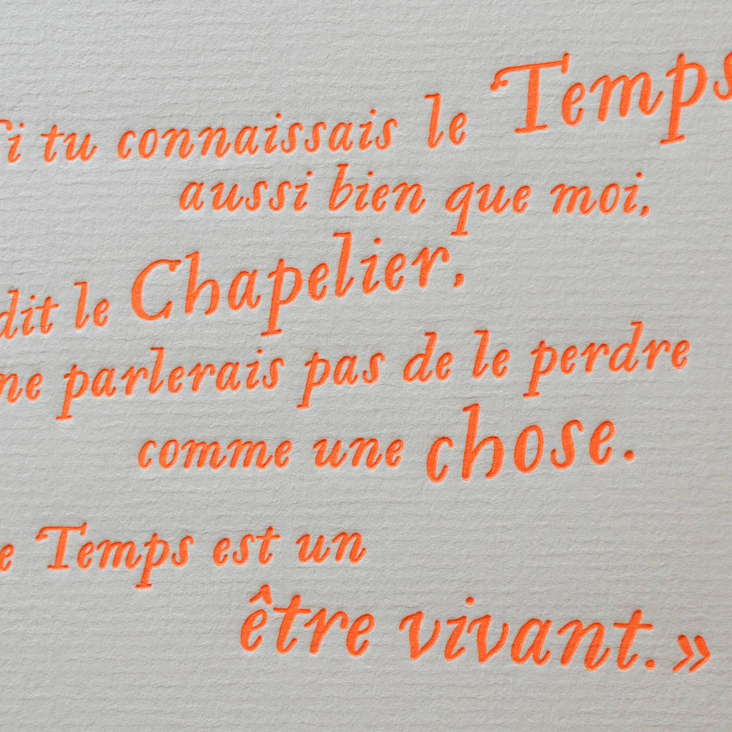 Affiche Letterpress Chapelier Fou - Alice au Pays Merveilles