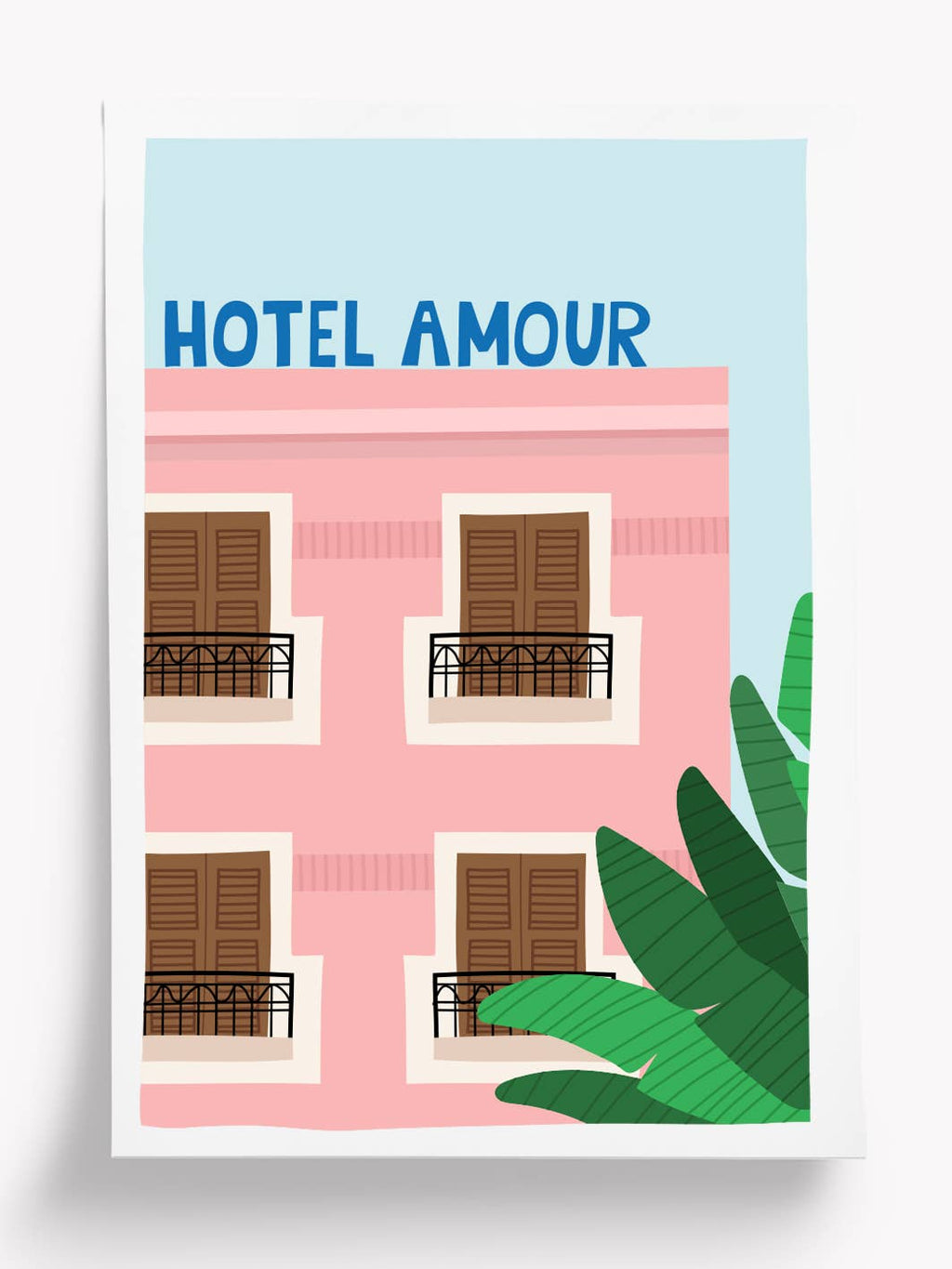 Art Print A4 – HÔTEL AMOUR – Illustration graphique colorée