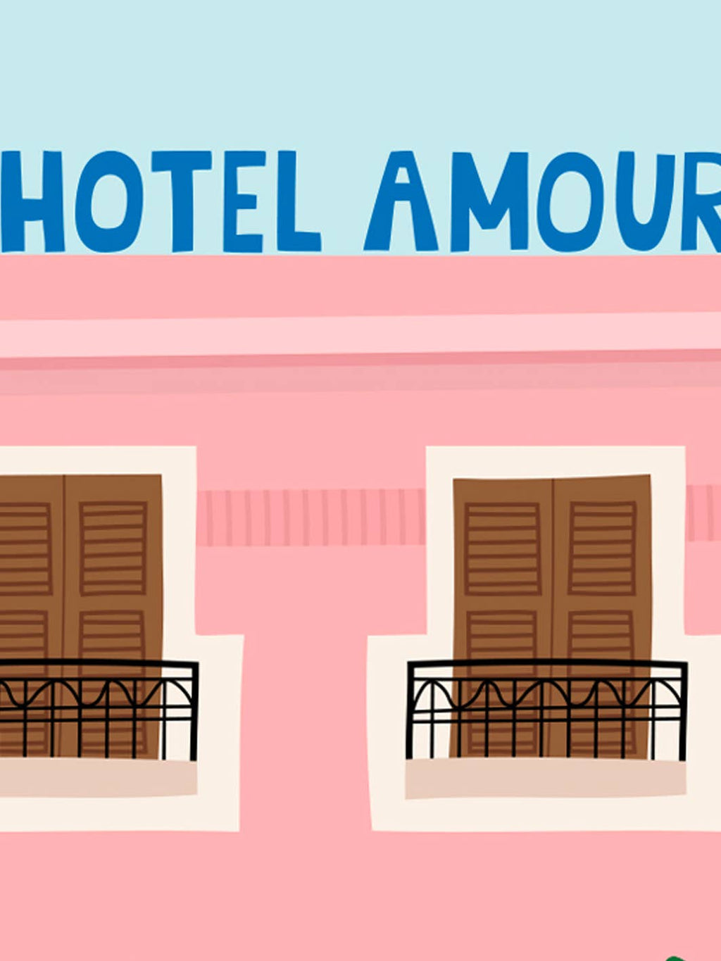 Art Print A4 – HÔTEL AMOUR – Illustration graphique colorée