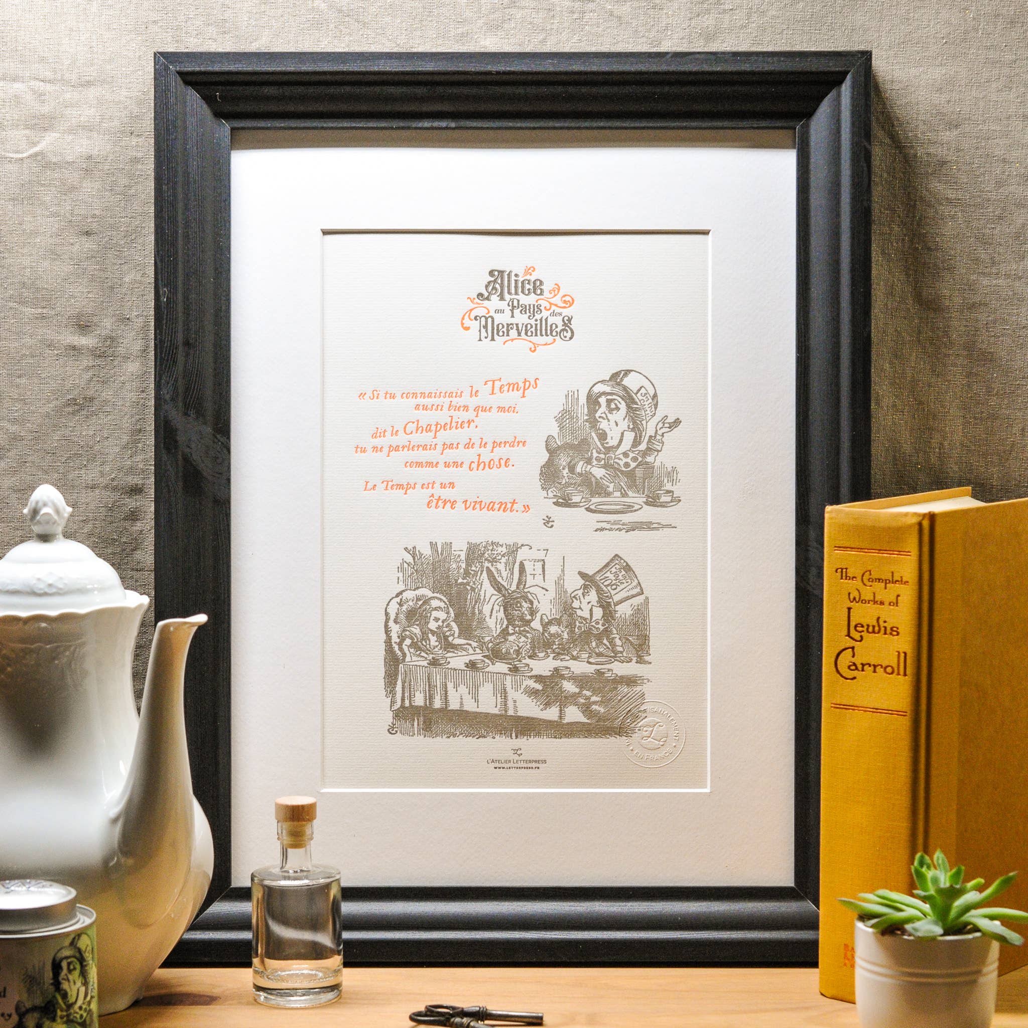 Affiche Letterpress Chapelier Fou - Alice au Pays Merveilles