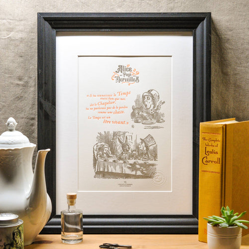Affiche Letterpress Chapelier Fou - Alice au Pays Merveilles