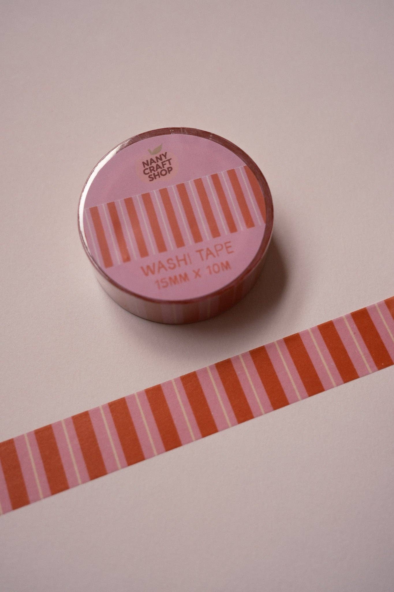 Washi Tape - Rayures Rose et Rouge - Nany Craft Shop