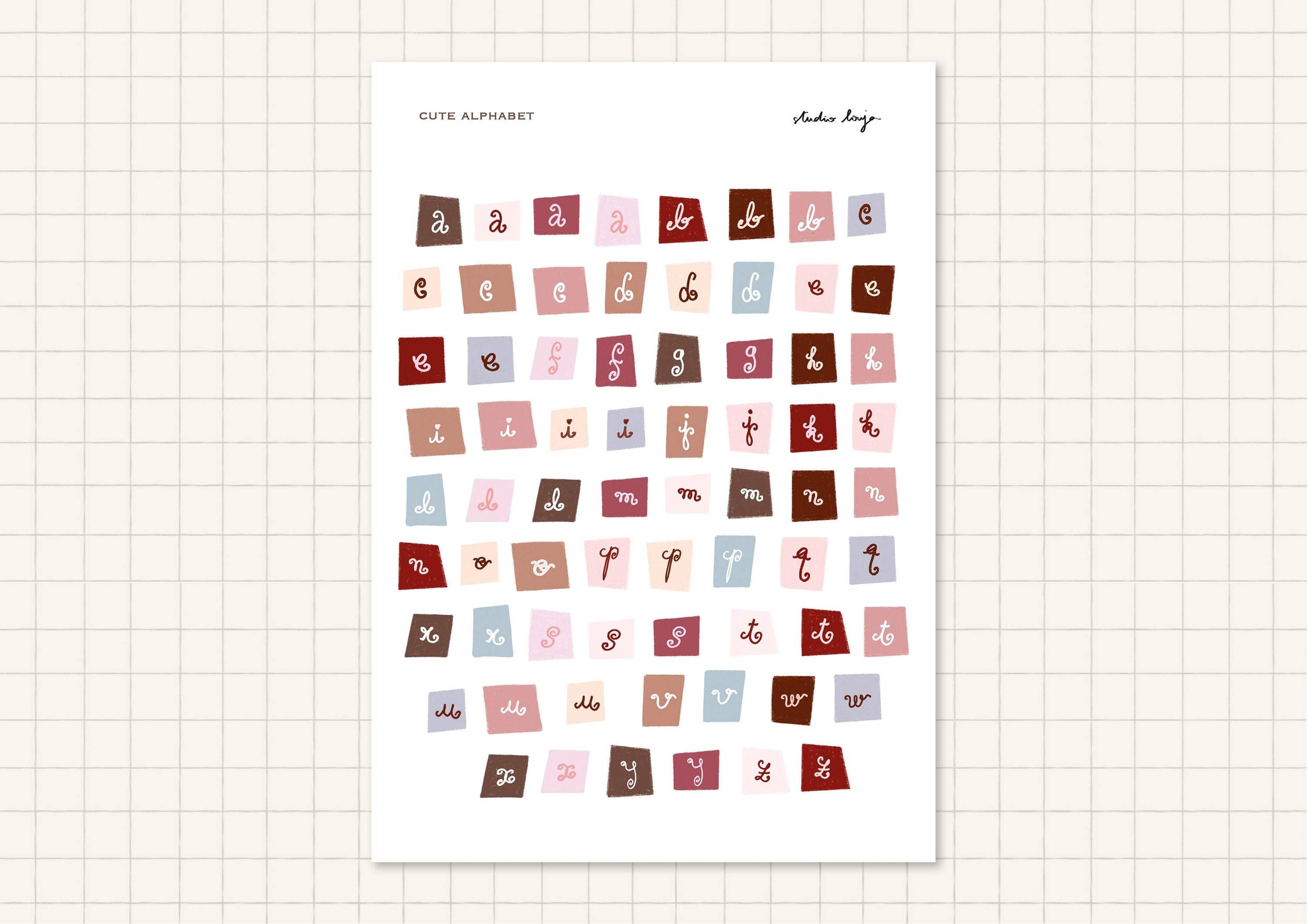 Planche de stickers lettres pastels - Studio Louja